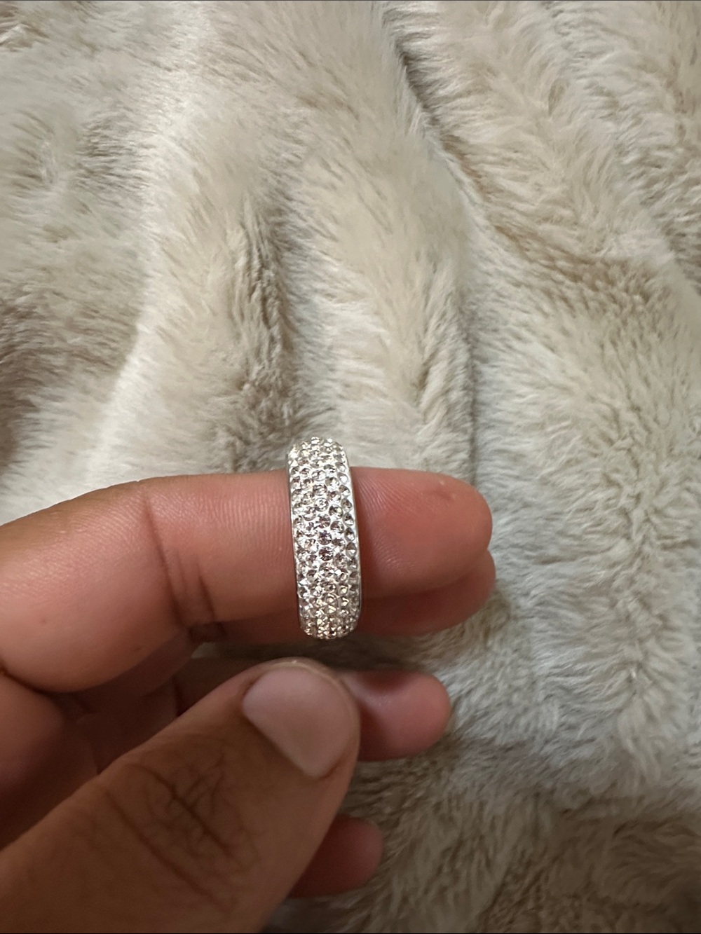 Crystal Pavé Silver-Tone Women's Ring